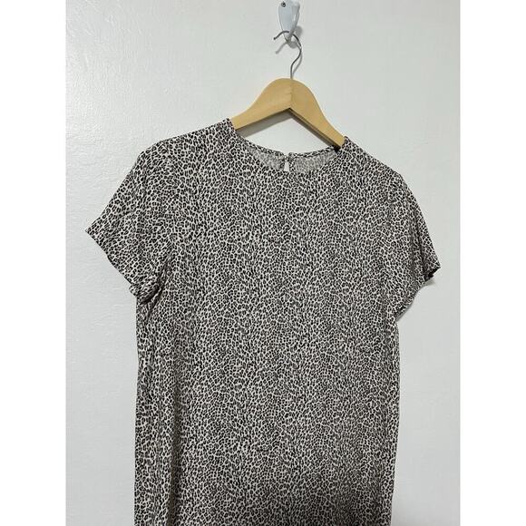 Jenni Kayne Mini Leopard Print T-Shirt Shift Dress Size S Viscose Quiet Luxury - Picture 3 of 7